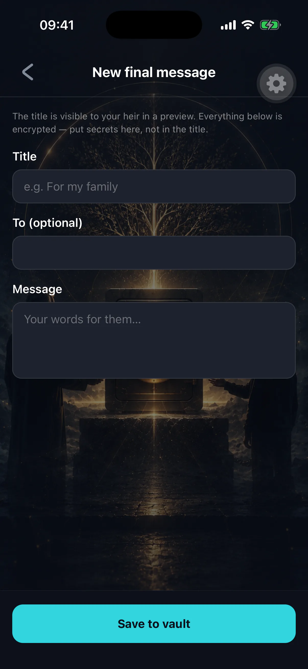 The final message editor offering text, audio and video